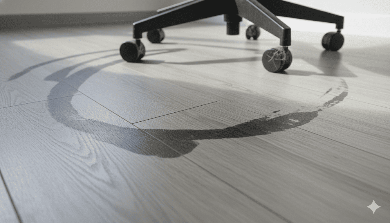 Следы на кварцвинил от колесиков стула